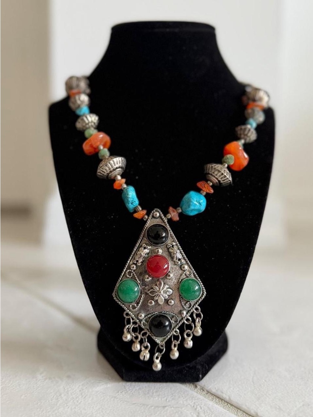 Boho Silver Statement Necklace